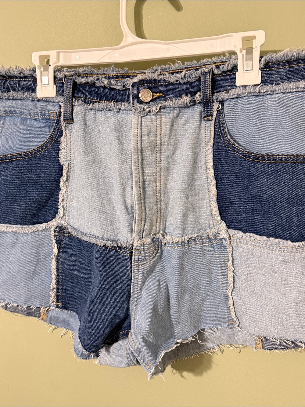 wild fable Patchwork Two-Tone Denim Shorts - Light & Dark Blue